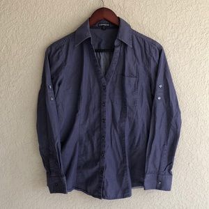 Express Long Sleeved Button Up Blue/Purple